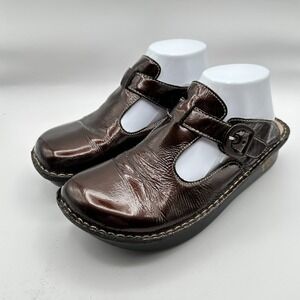 Alegria PG Lite Clog Womens 39 US 9 Metallic Brown Patent Leather Wedge Comfort
